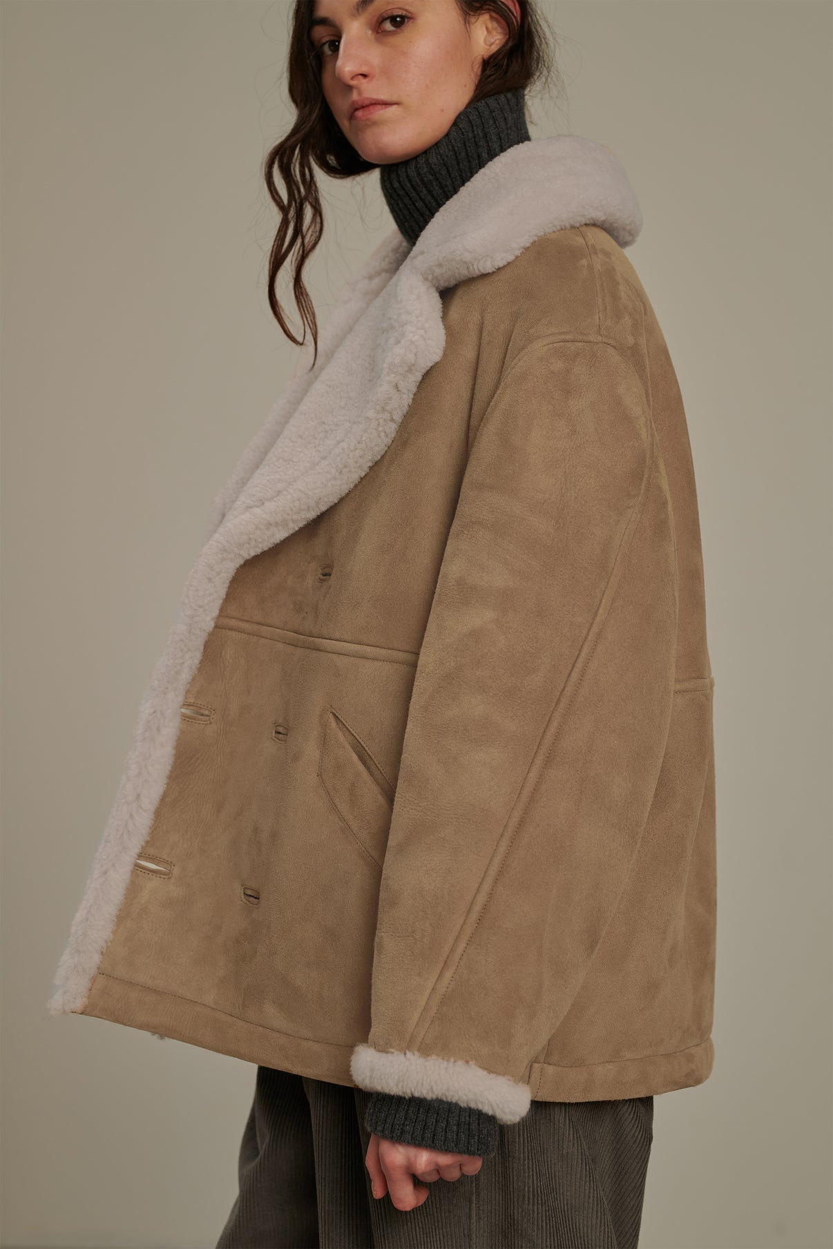 Manteau Bonn - Beige/Crème - Cuir - Femme vue 3